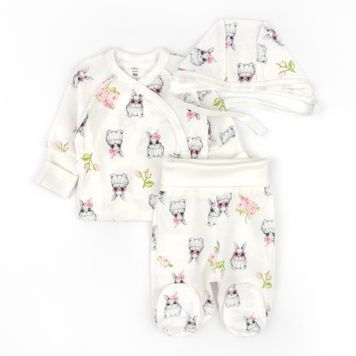 Комплект для новонароджених три предмета Cute Bunny футер 132321371169 фото
