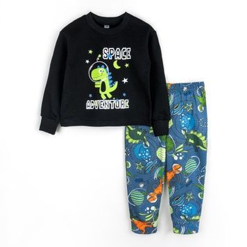 Тепла піжама для хлопчика Dino Space футер 131751269190 фото