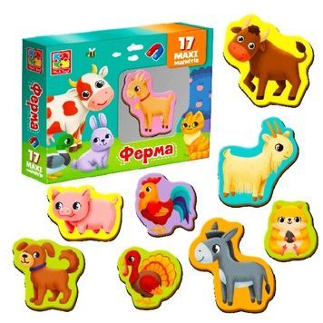 Набір магнітів MAXI Vladi Toys Ферма 17 шт VT3106-24 фото